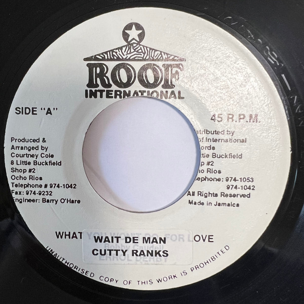 CUTTY RANKS / WAIT DE MAN – YARDIES SHACK RECORDS